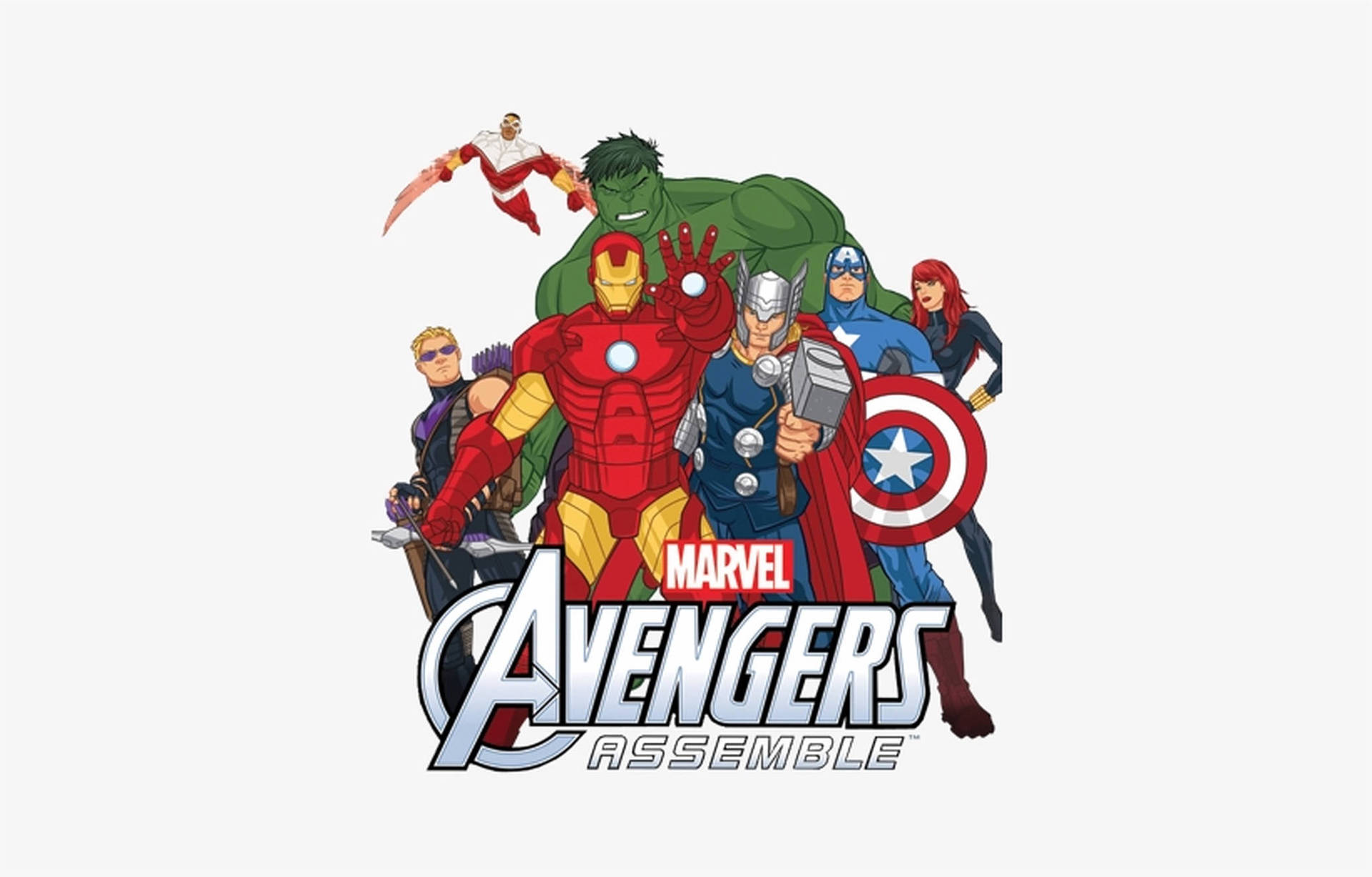 Marvel Avengers Assemble 團隊標誌， featuring Iron Man、Hulk 和 Captain America。