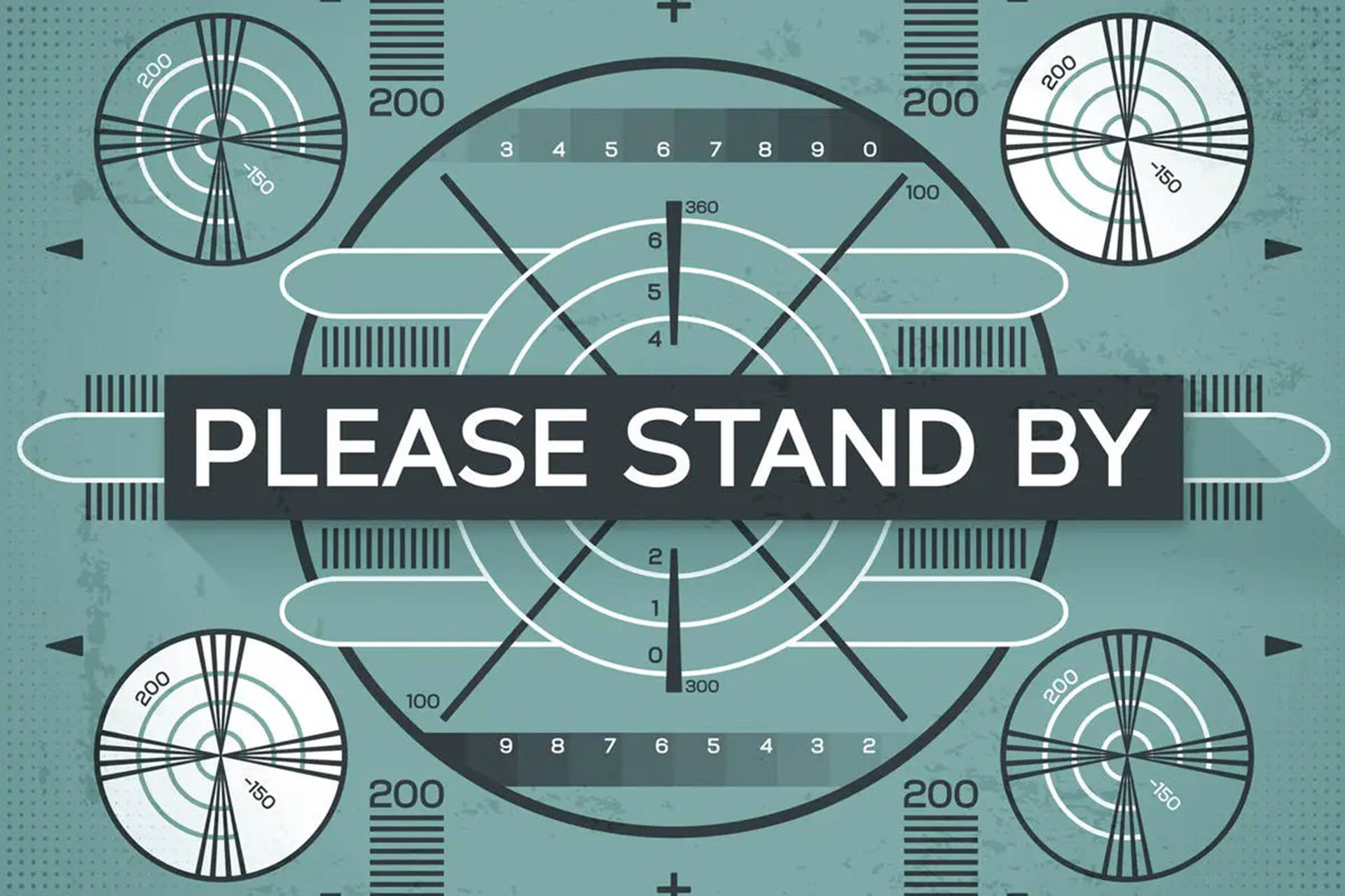數碼屏幕顯示「PLEASE STAND BY」，附有瞄準十字準線和儀表。