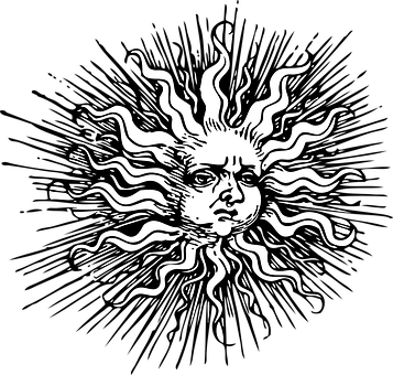復古太陽臉插畫 壁紙