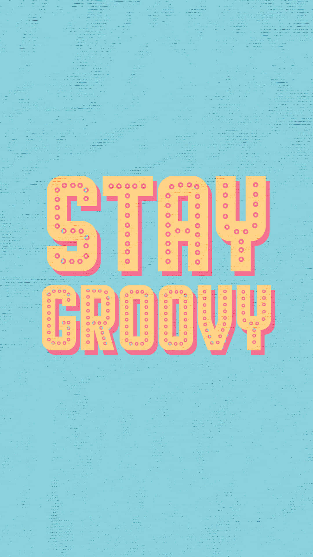 Stay Groovy 勵志文字，以復古霓虹風格呈現於紋理藍色背景上。