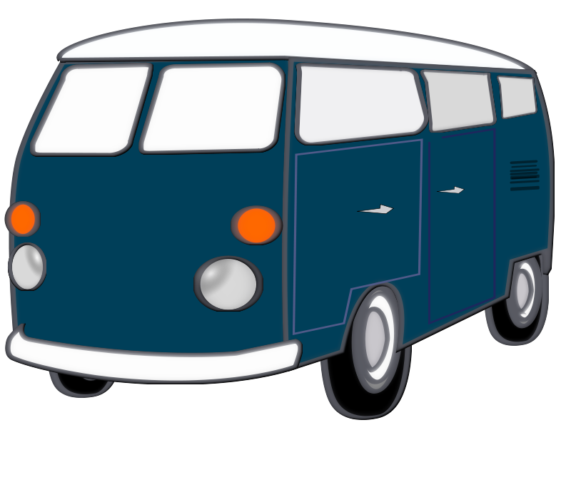 復古藍色貨車插畫 壁紙