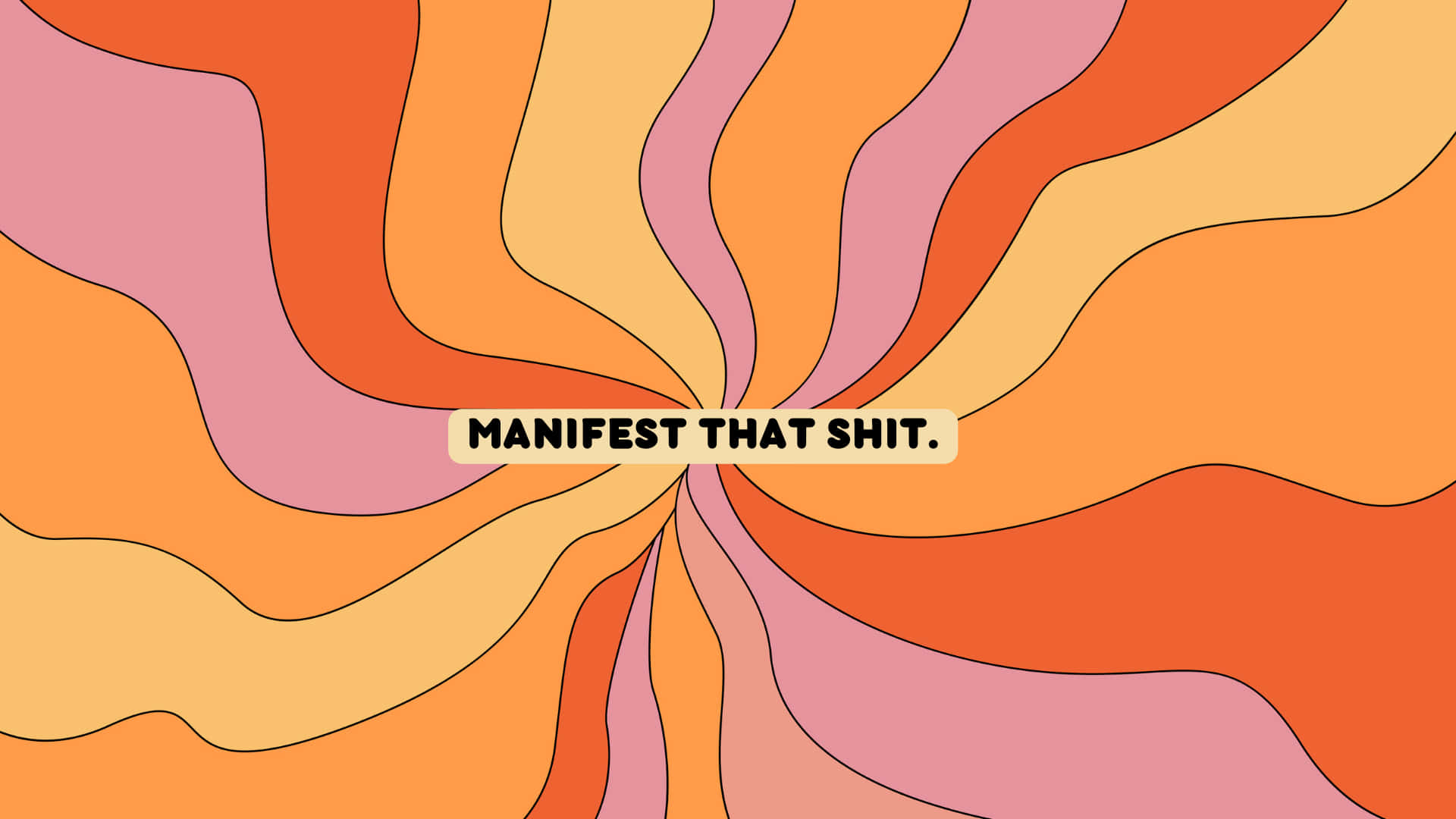 帶有勵志文字 manifest that shit 的抽象漩渦設計