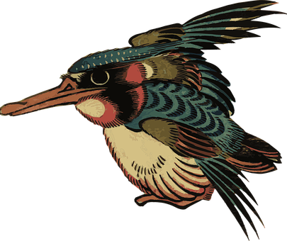 復古風格翠鳥插圖 壁紙