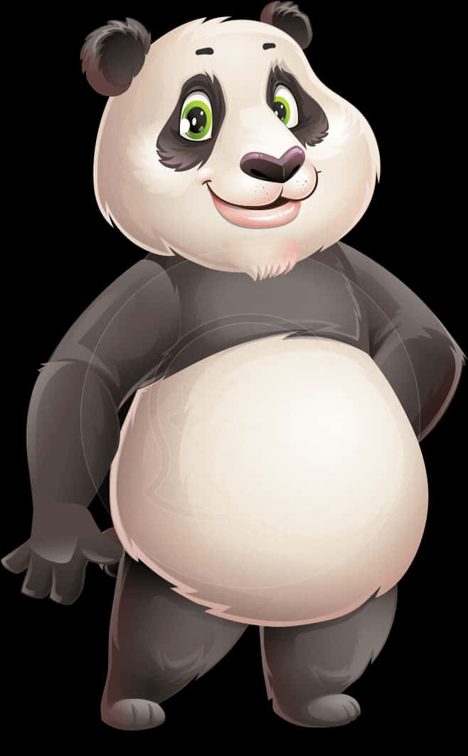 微笑卡通熊貓插畫 壁紙