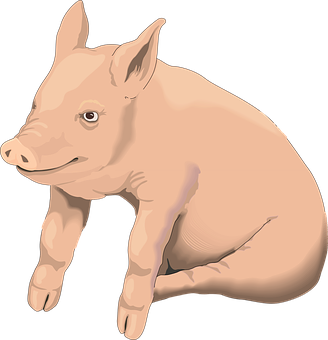 微笑卡通豬插圖 壁紙