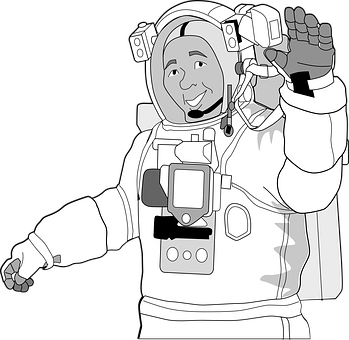 微笑宇航員揮手插畫