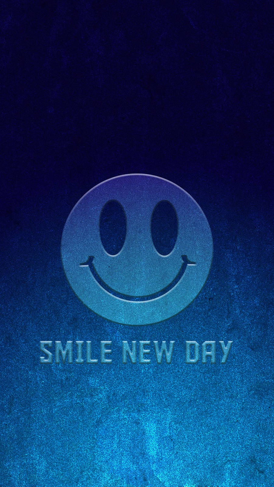 笑臉帶文字 smile new day 在藍色紋理背景上