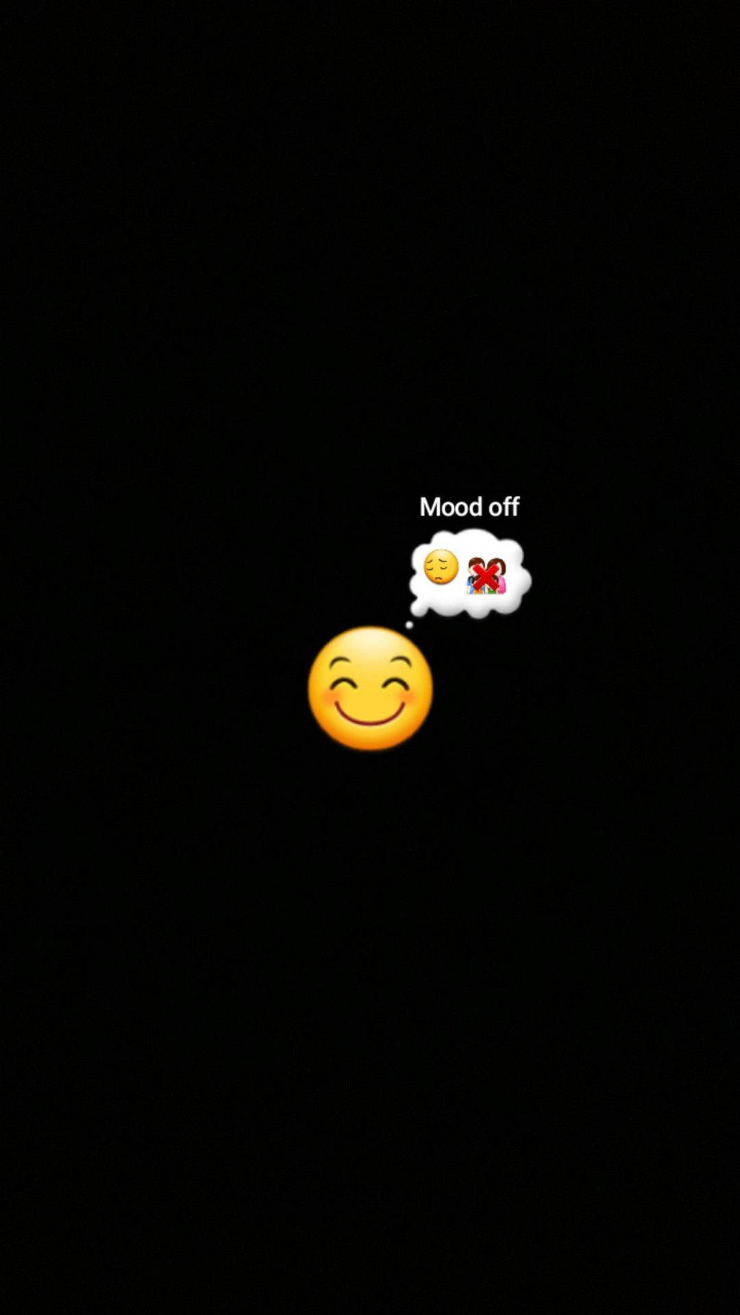 微笑的表情符號想著「Mood off」，帶有悲傷的臉和紅色X。