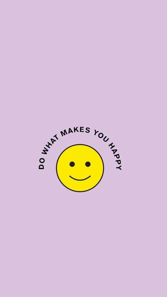 黃色笑臉配上文字 do what makes you happy 在薰衣草背景上