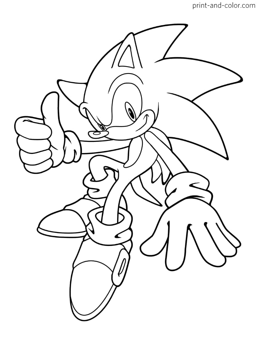 Sonic the Hedgehog 以填色書風格豎起拇指。