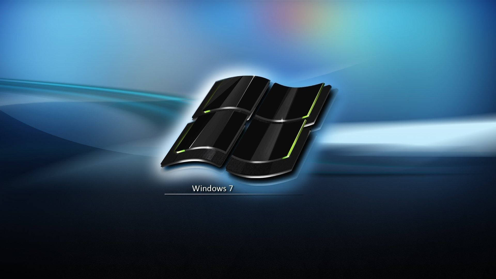 Windows 7標誌，在藍色漸變背景上帶有綠色高光。