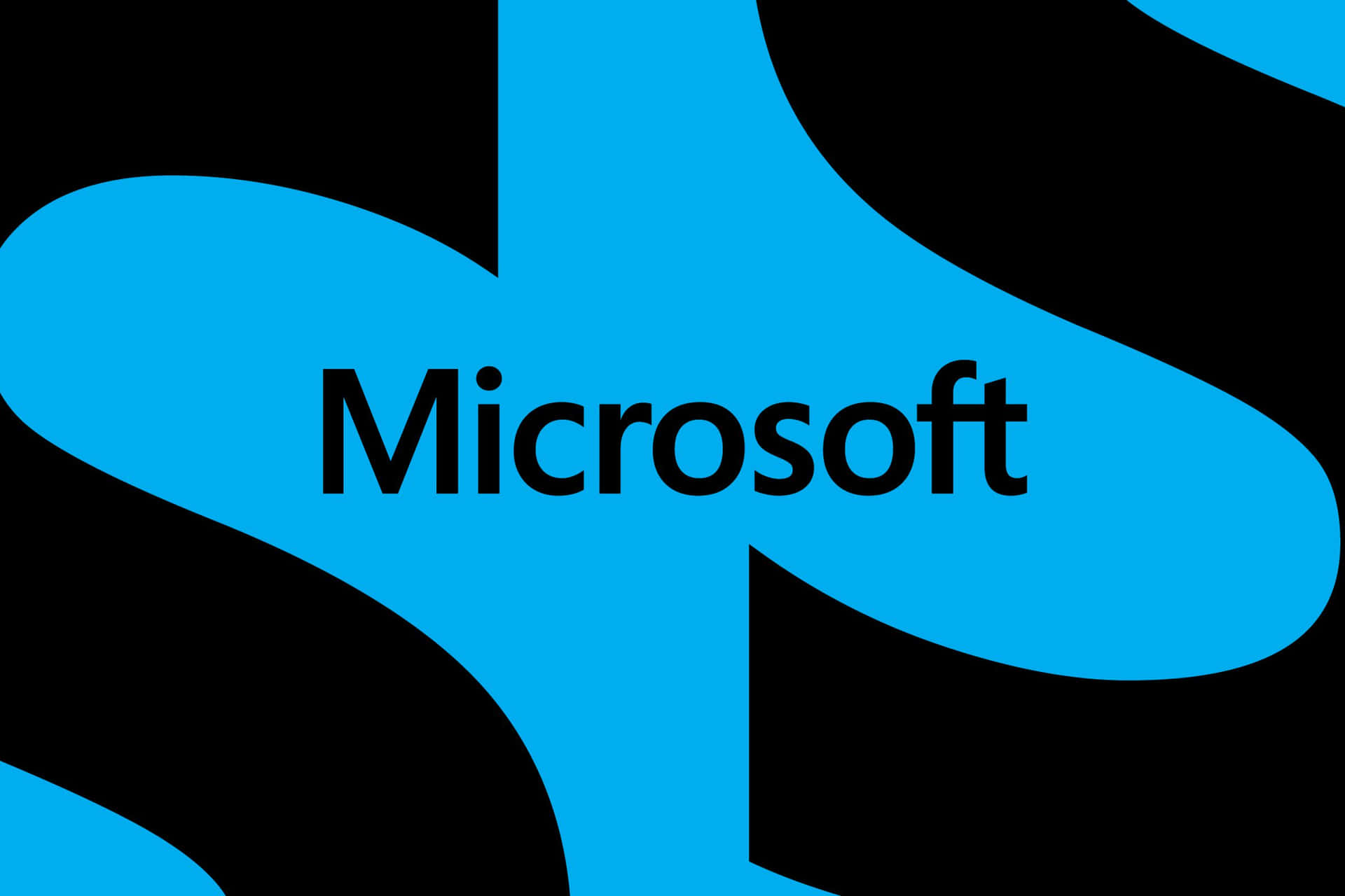 藍色Microsoft標誌在黑色抽象背景上