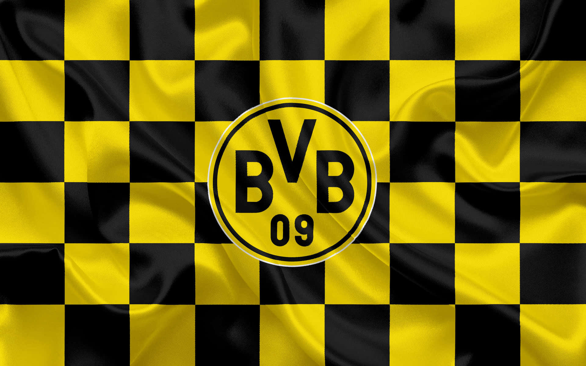 BVB 09足球會旗，帶有黃黑格子圖案。