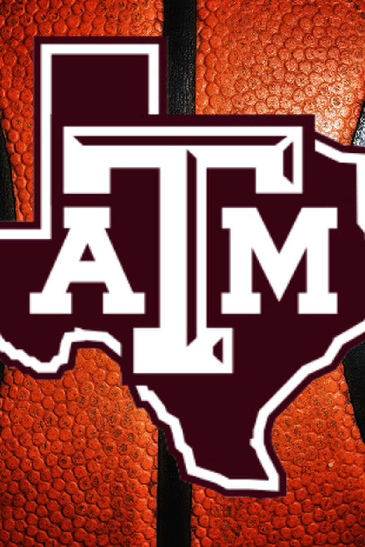 籃球紋理背景上嘅 Texas A&M 大學標誌