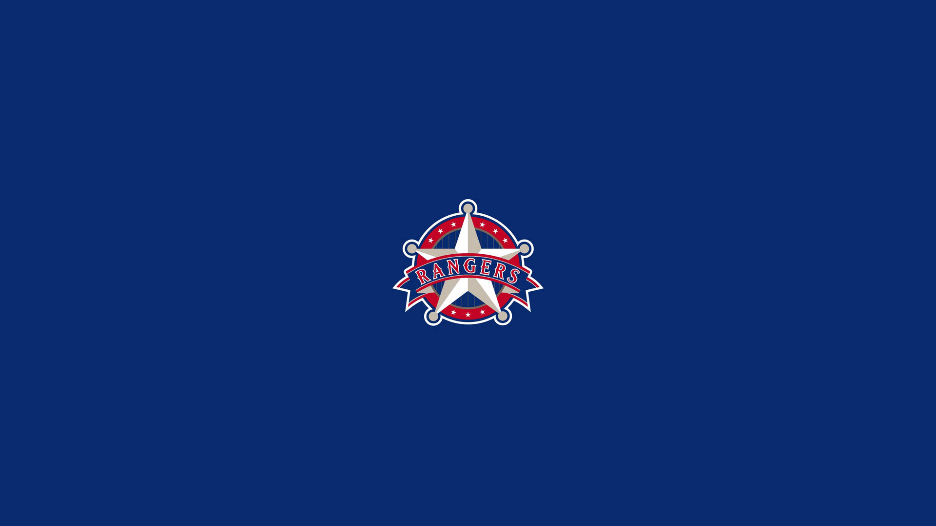海軍藍背景上的 Rangers 運動隊標誌