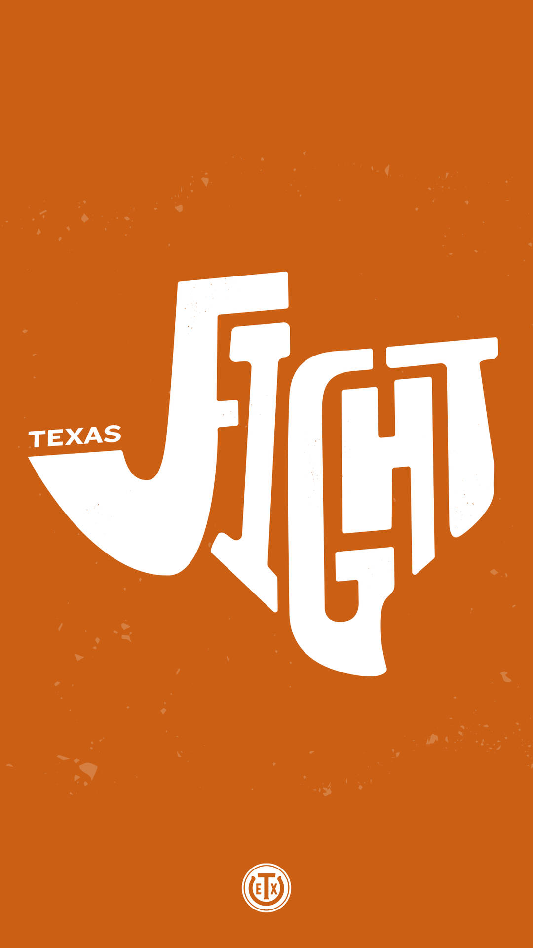 橙色背景上帶有微妙紋理的白色粗體 Texas Fight 文字。
