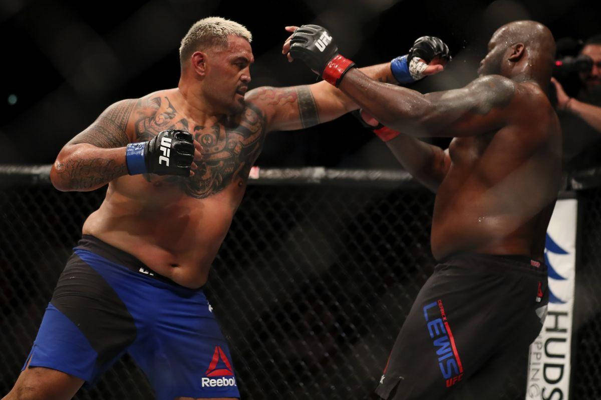 兩名MMA拳手在UFC比賽期間於八角籠中互相出拳。