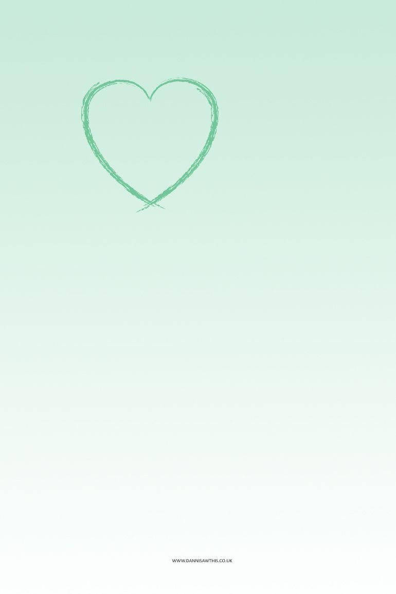 心形漸變薄荷綠色iPhone 壁紙