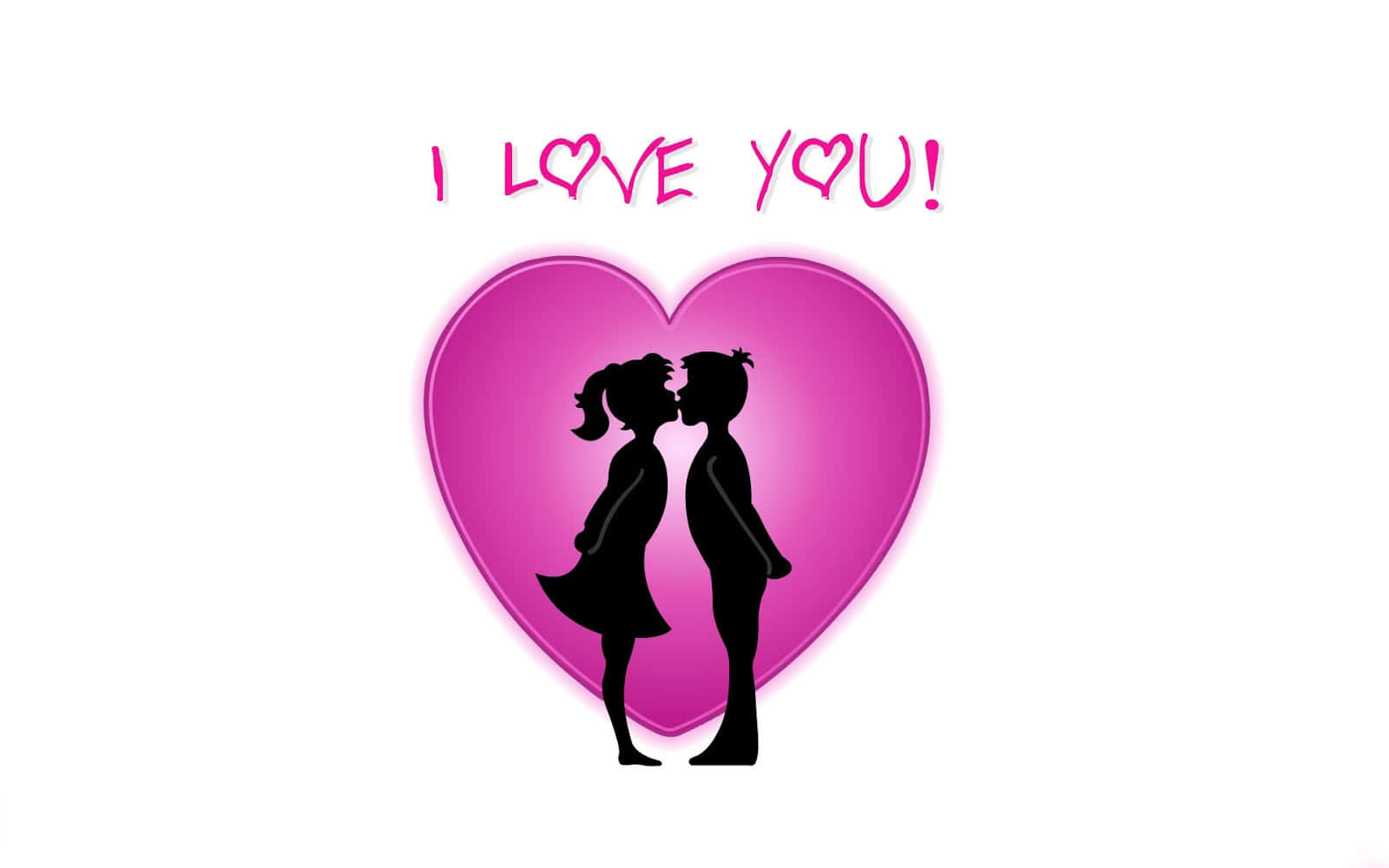 兩人在粉紅色心形內接吻，附有I LOVE YOU文字。