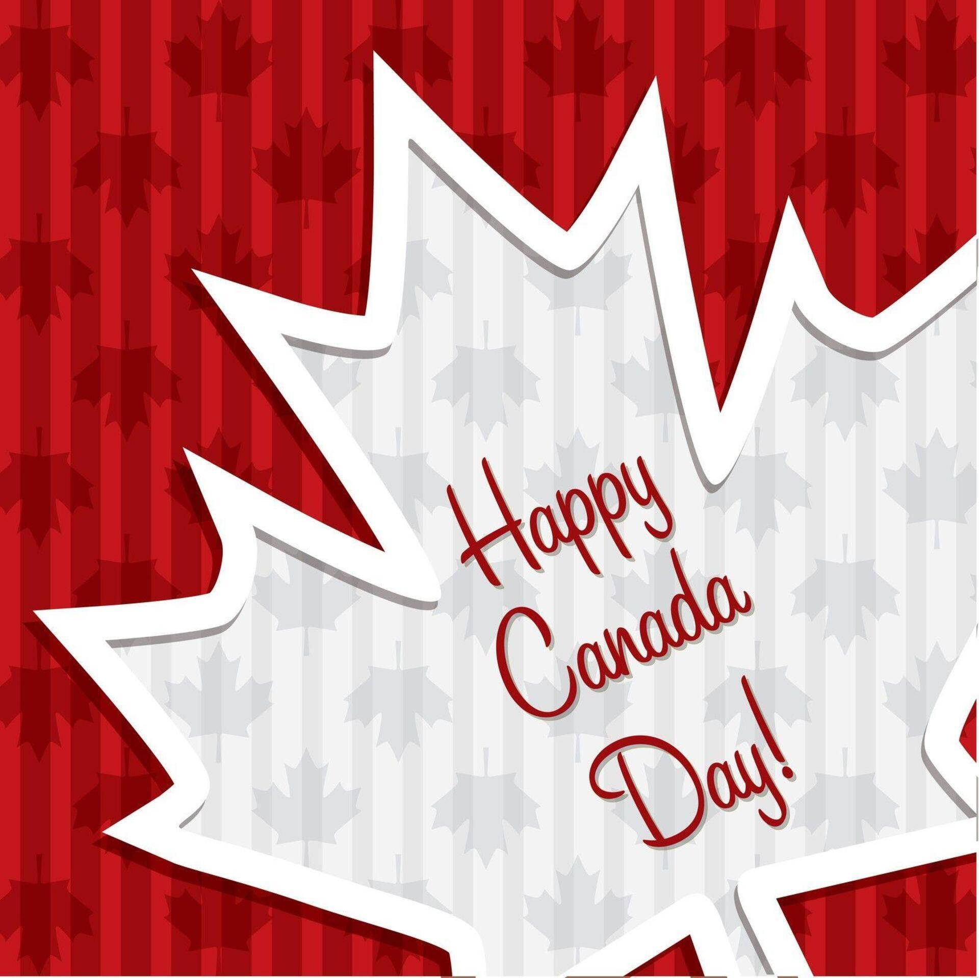 以紅白楓葉設計的Happy Canada Day祝賀。
