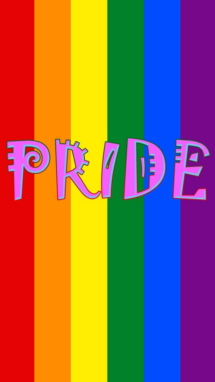 彩虹條紋上的粉紅色Pride文字