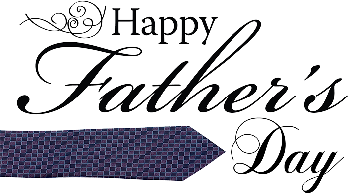 快樂父親節慶祝 壁紙 — 優雅的黑白「Happy Father's Day」文字，附有指向右方的圖案領帶圖形。