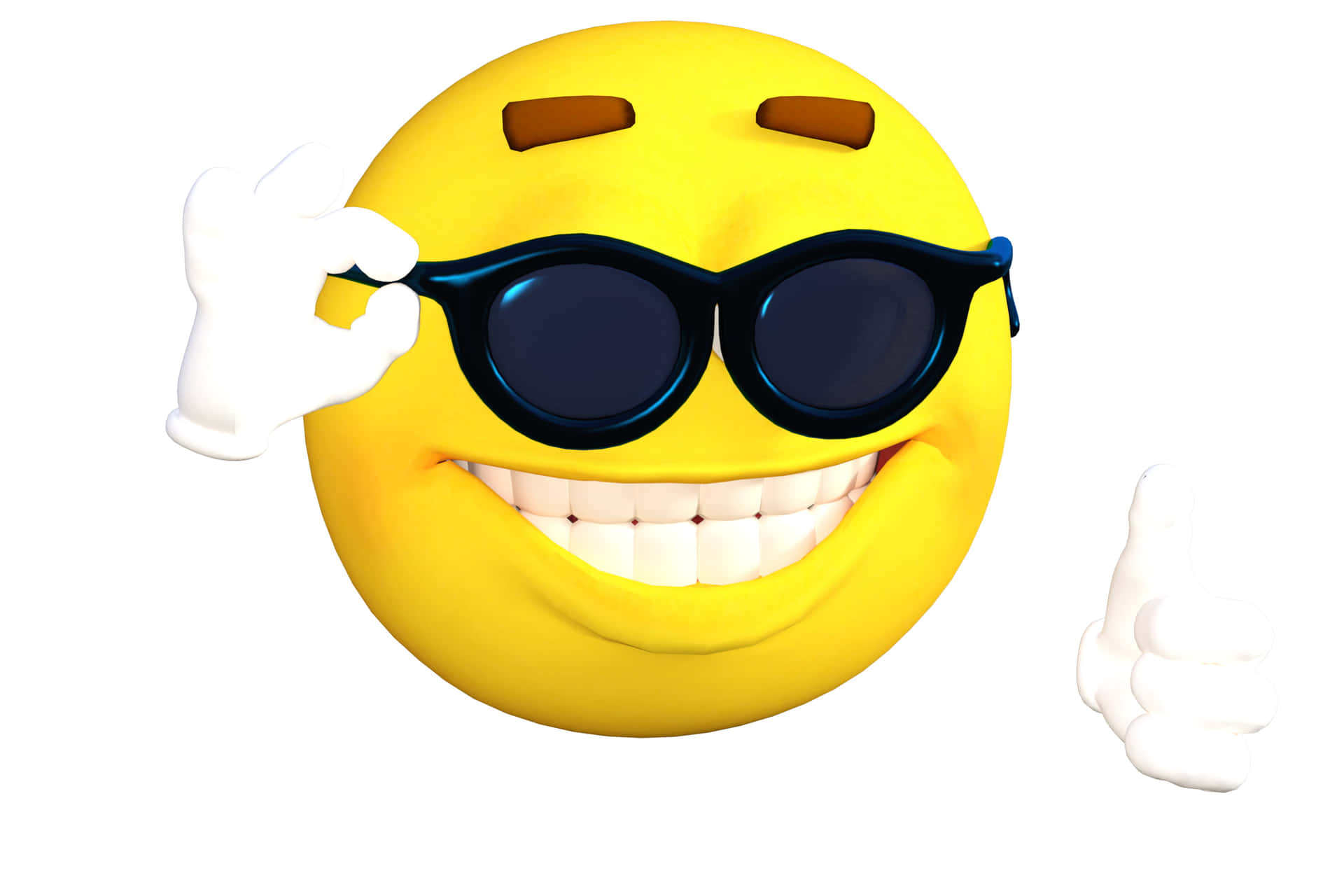 一個戴著太陽眼鏡、微笑並豎起大拇指的黃色表情符號。