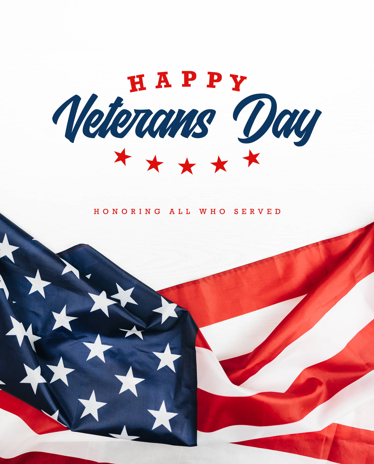 美國國旗附有Veterans Day文字，向所有服役者致敬。