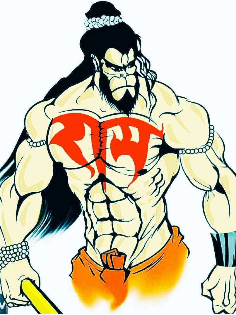 黑髮鬍鬚的動漫戰士手持黃色武器。