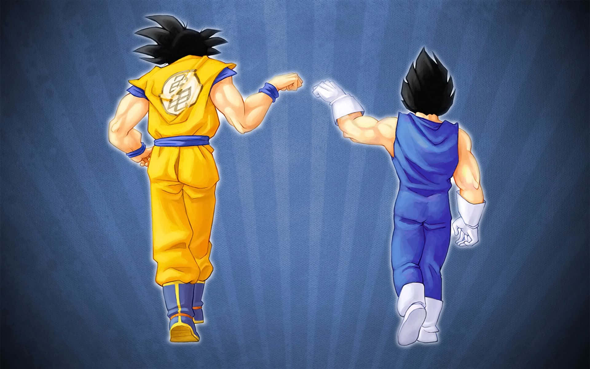 兩位身穿黃色和藍色道服的動漫戰士，以發光的拳頭面對面。