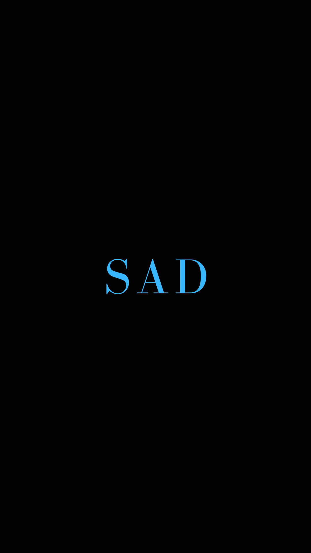 喺黑色背景上發出藍色光芒嘅「SAD」字樣。