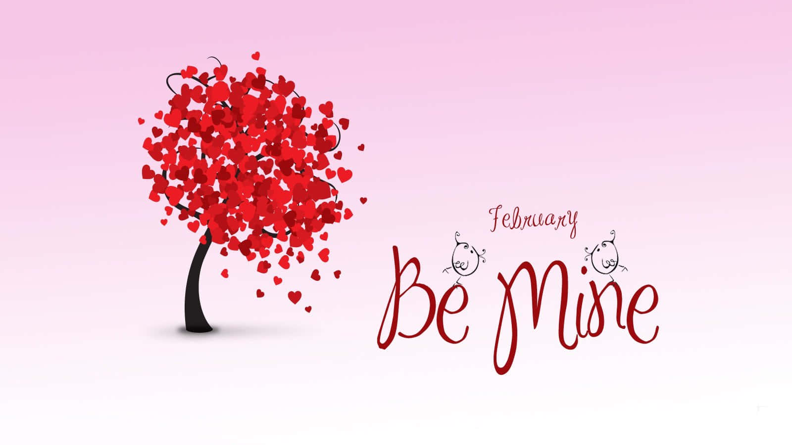 情人節的心形樹和 'Be Mine' 文字。