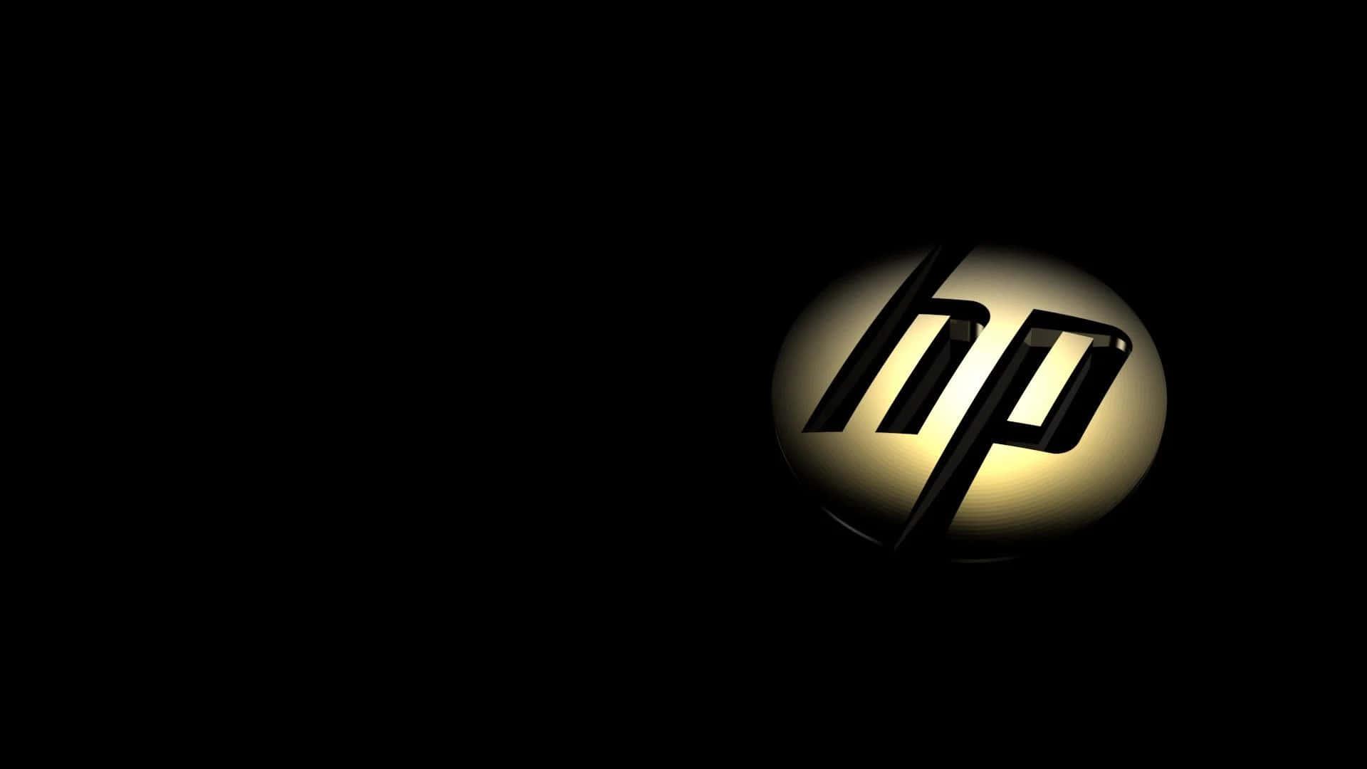 惠普：無限可能 壁紙 — 發光金色HP標誌居中於黑色背景上，背後散發出柔和光線。