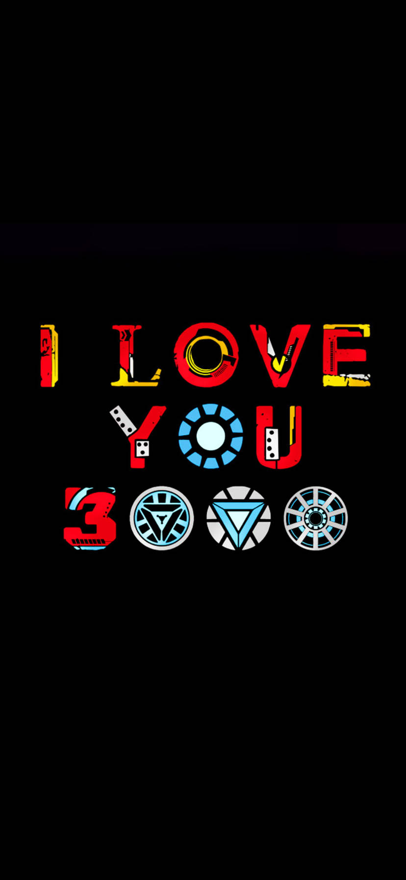 像素藝術文字，以鐵甲奇俠符號寫著 I love you 3000