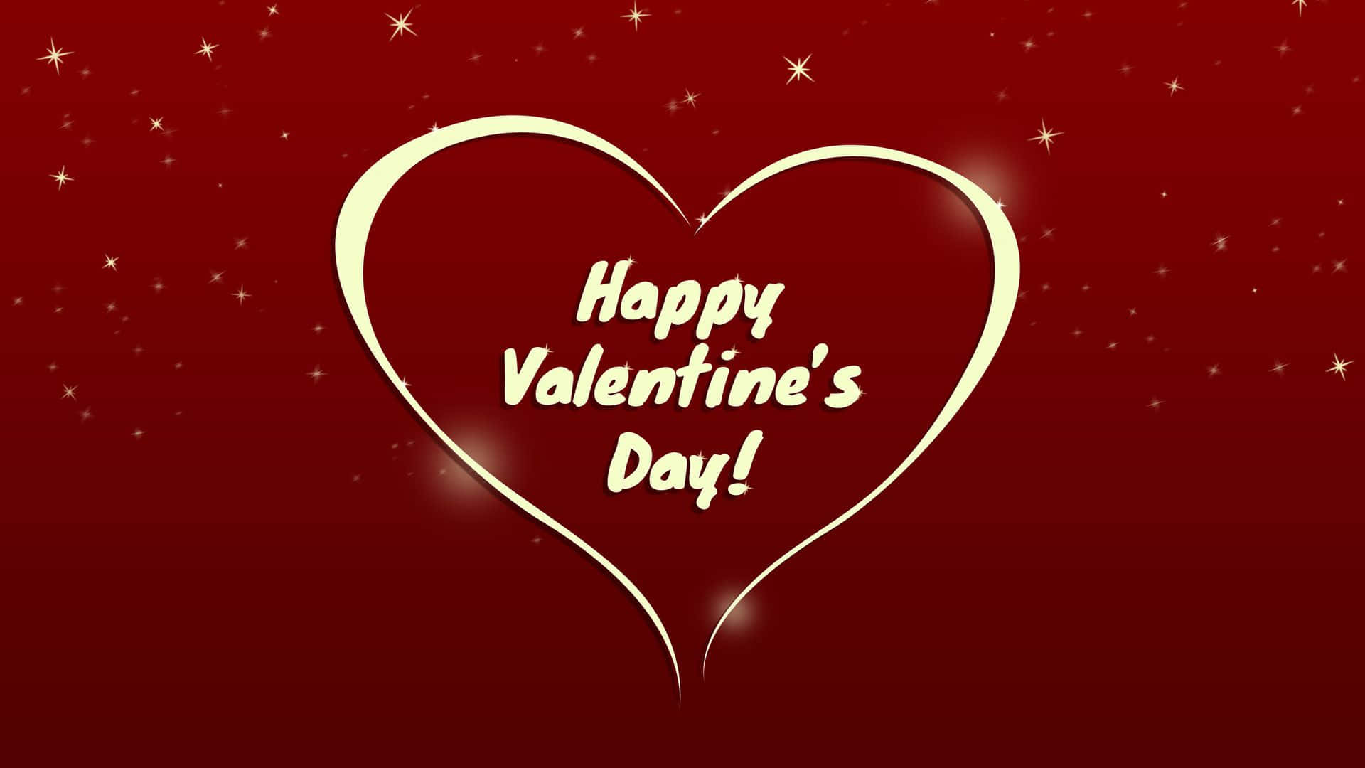 在紅色星空背景上帶有Happy Valentine's Day文字的發光心形。