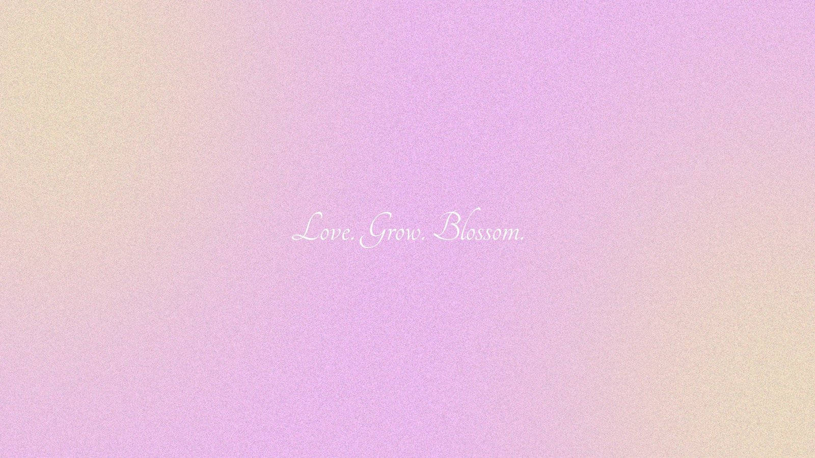 柔和漸變背景，帶有手寫文字 Love Grow Blossom。