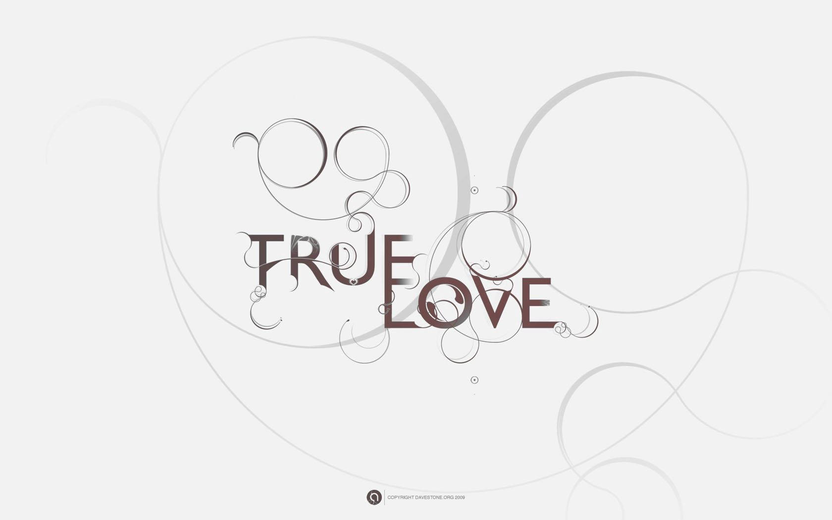 在淺灰色背景上帶有旋轉線條的 true love 文字藝術