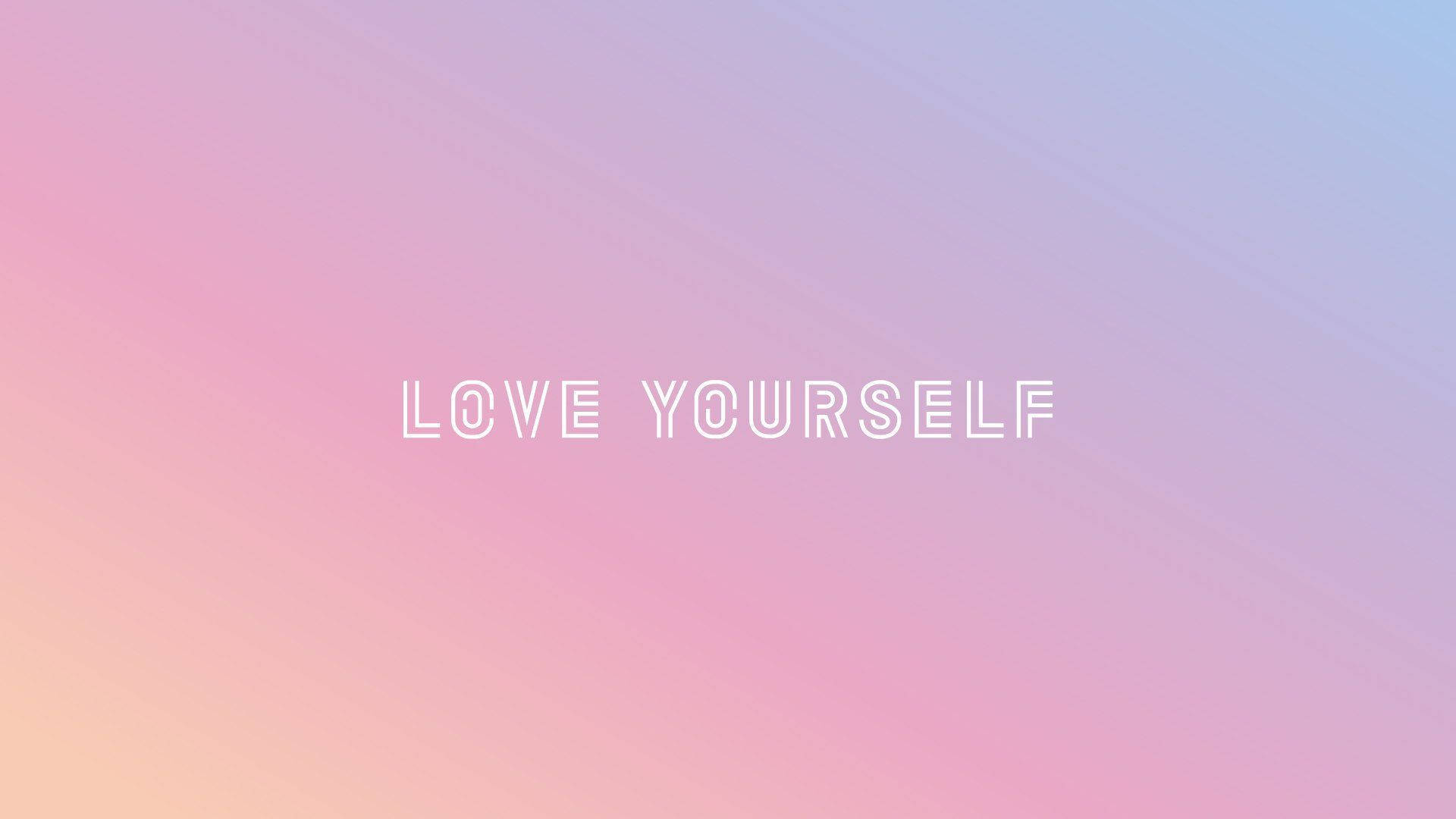 帶有love yourself文字的漸變背景