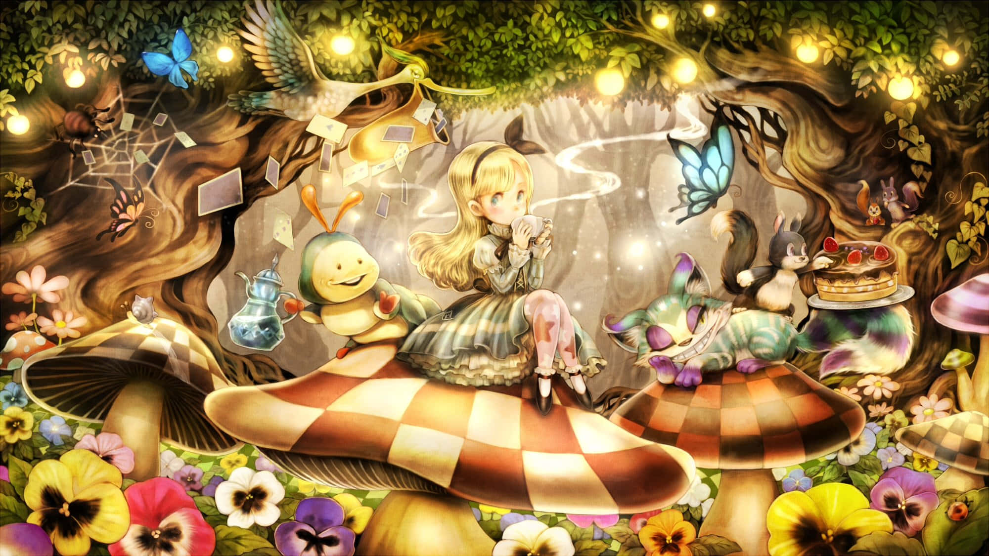 愛麗絲夢遊仙境背景 壁紙