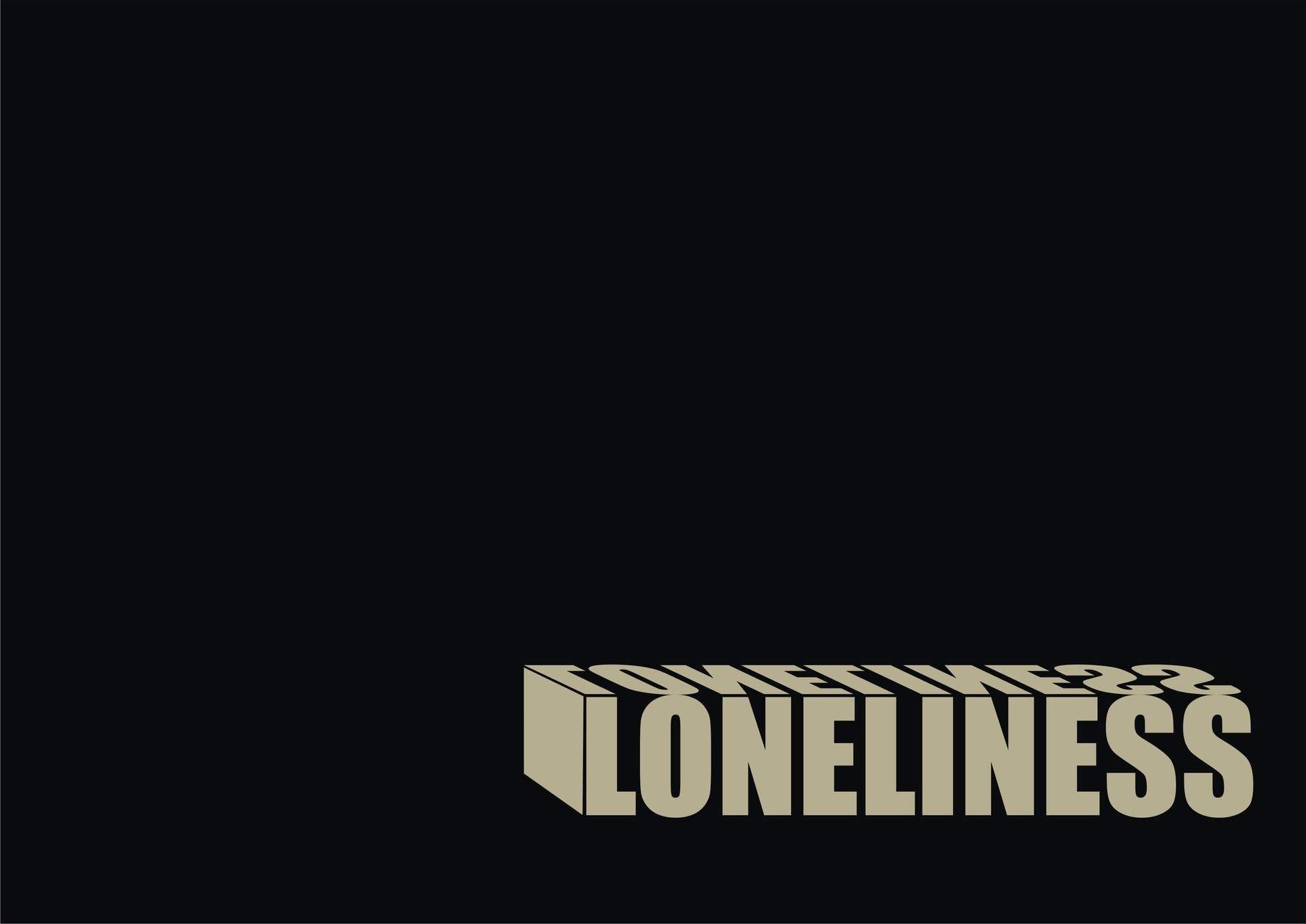 大膽的米色3D文字在黑色背景上顯示孤獨和loneliness22。