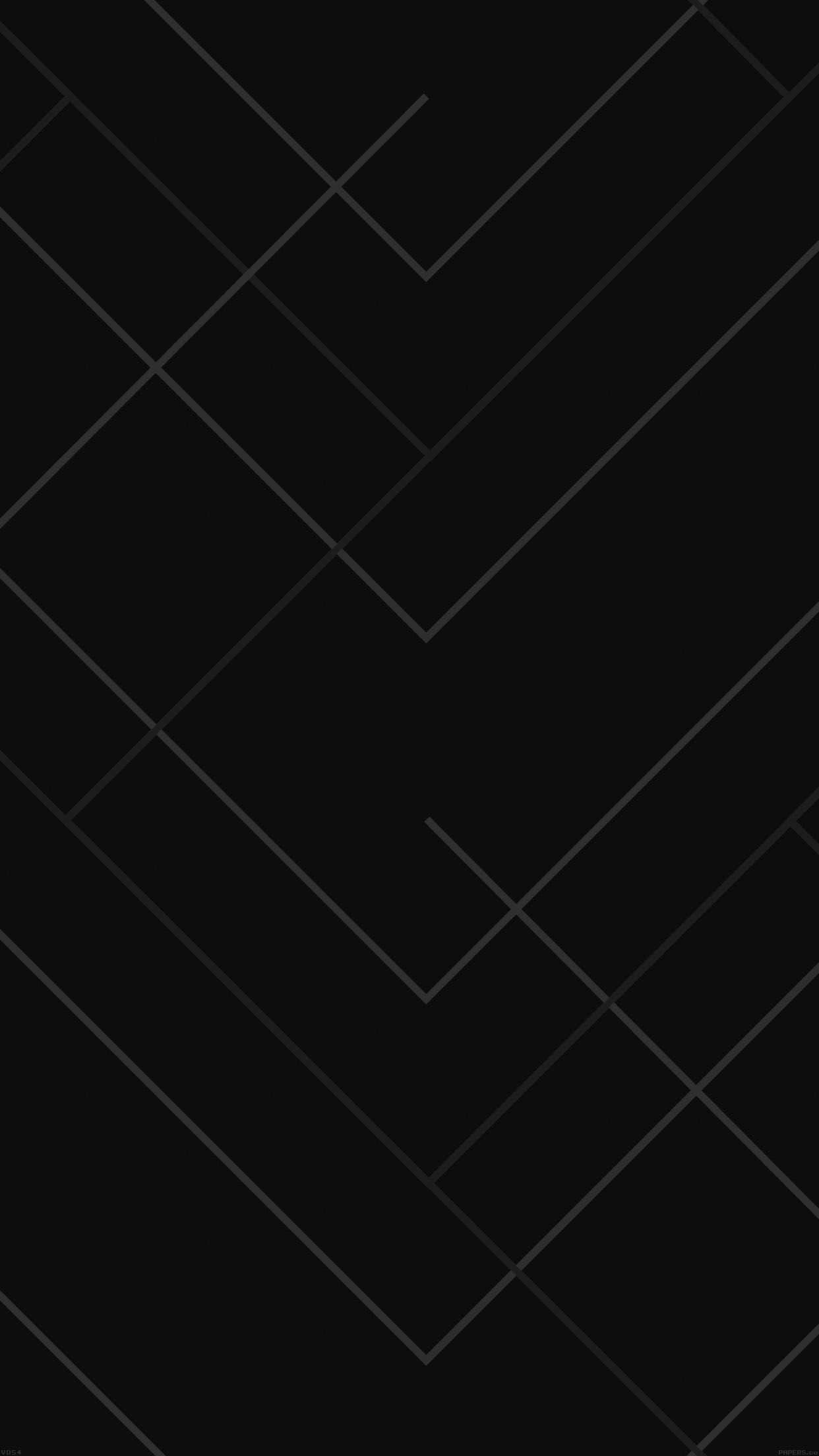 感受 iPhone 的強悍力量 壁紙 — 極簡黑色桌布，帶有微妙的灰色幾何線條，形成抽象的角度圖案。