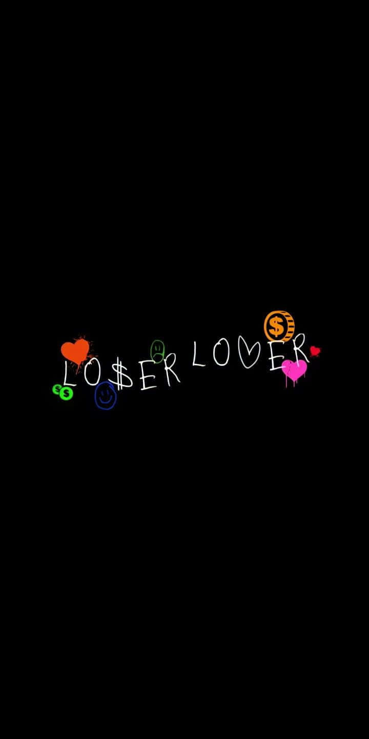 黑色背景上帶有心形和美元符號的塗鴉文字 'LO$ER LOVER'。