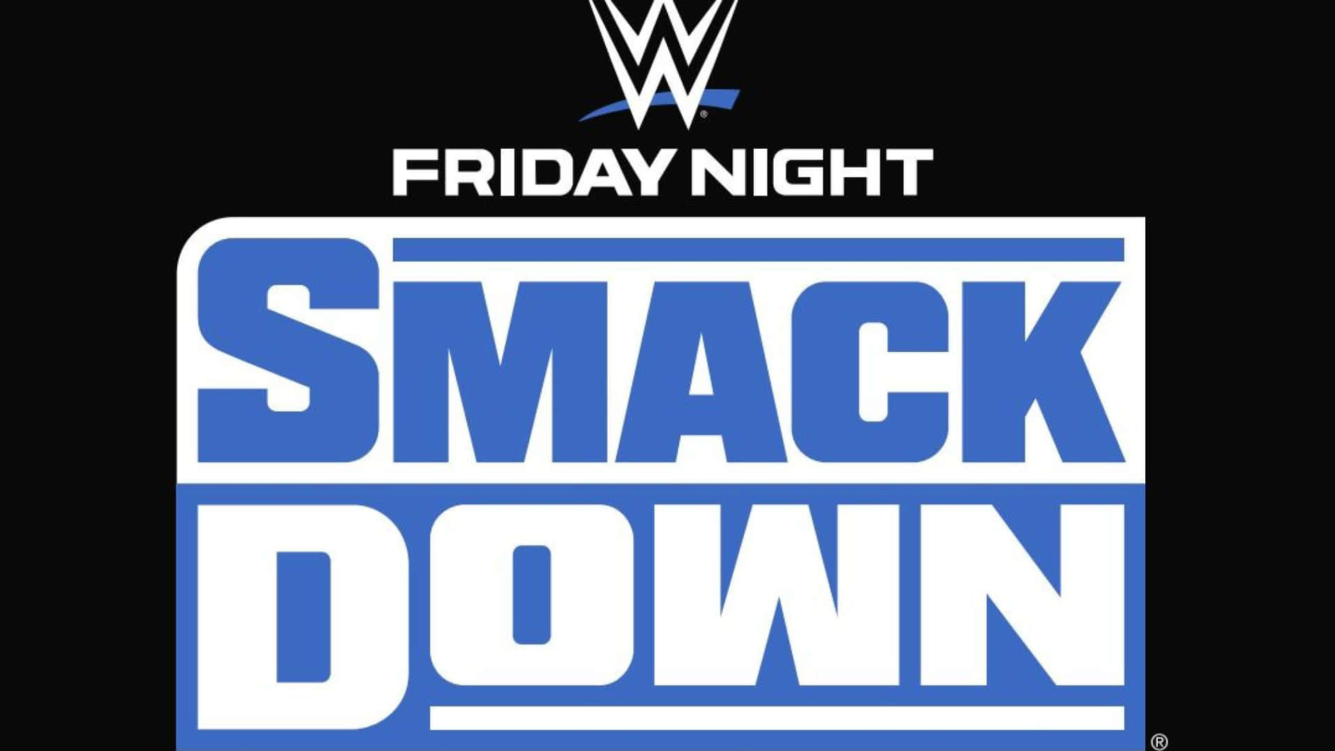黑色背景上的藍色和白色WWE Friday Night SmackDown標誌