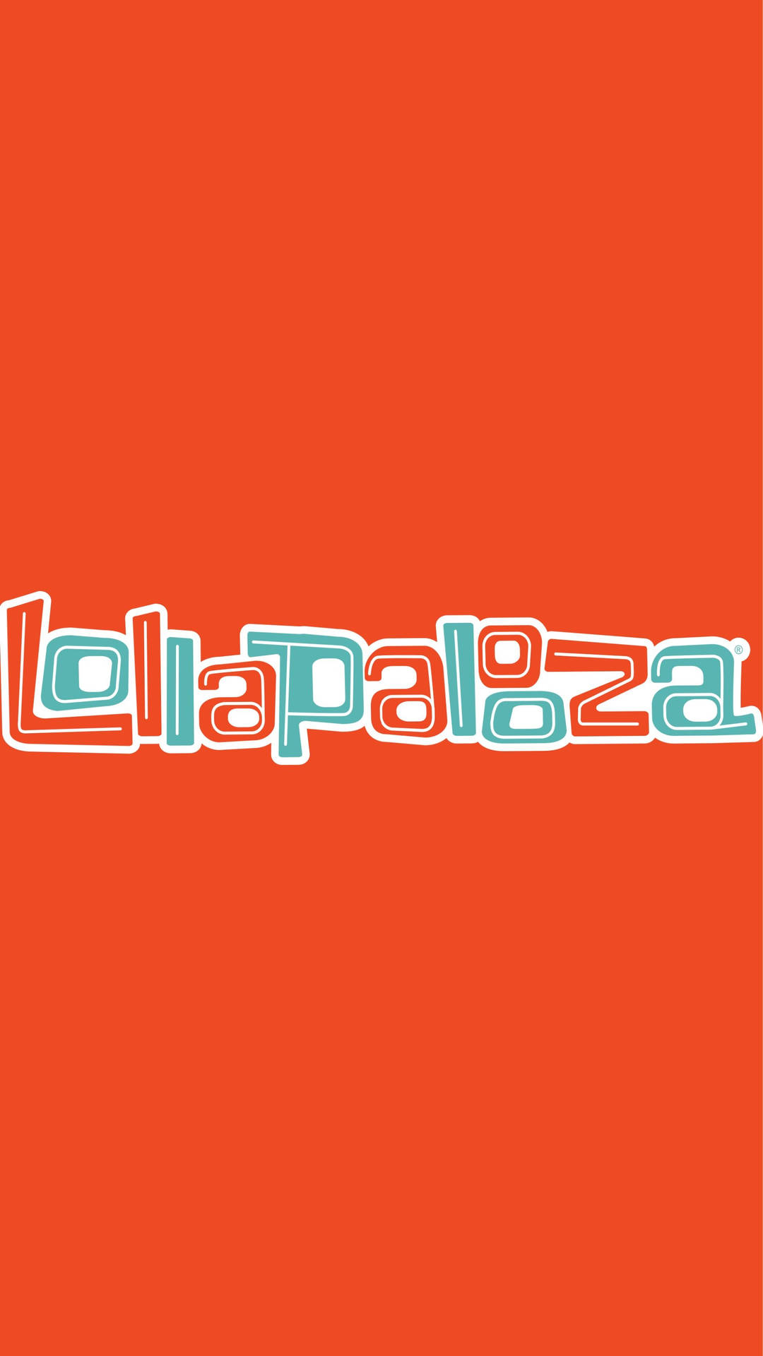 橙色背景上的青綠色和白色Lollapalooza節日標誌。