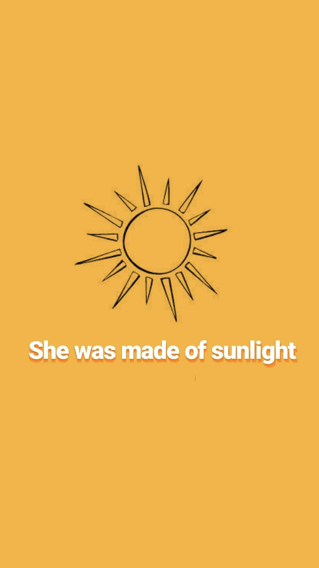 一個太陽圖標，上面寫著「She was made of sunlight」，背景為黃色。
