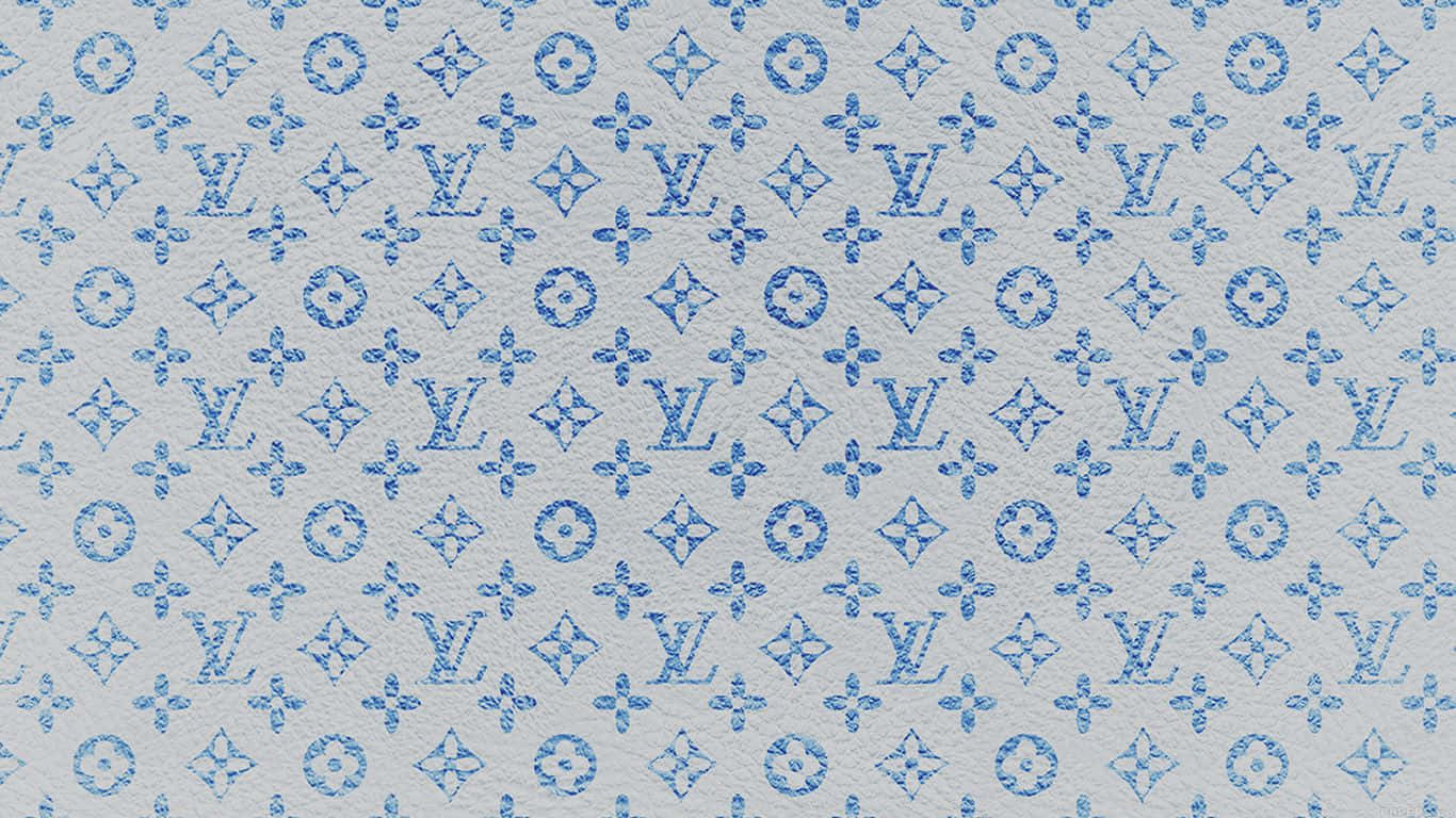 紋理淺灰色皮革上的藍色字母組合圖案。