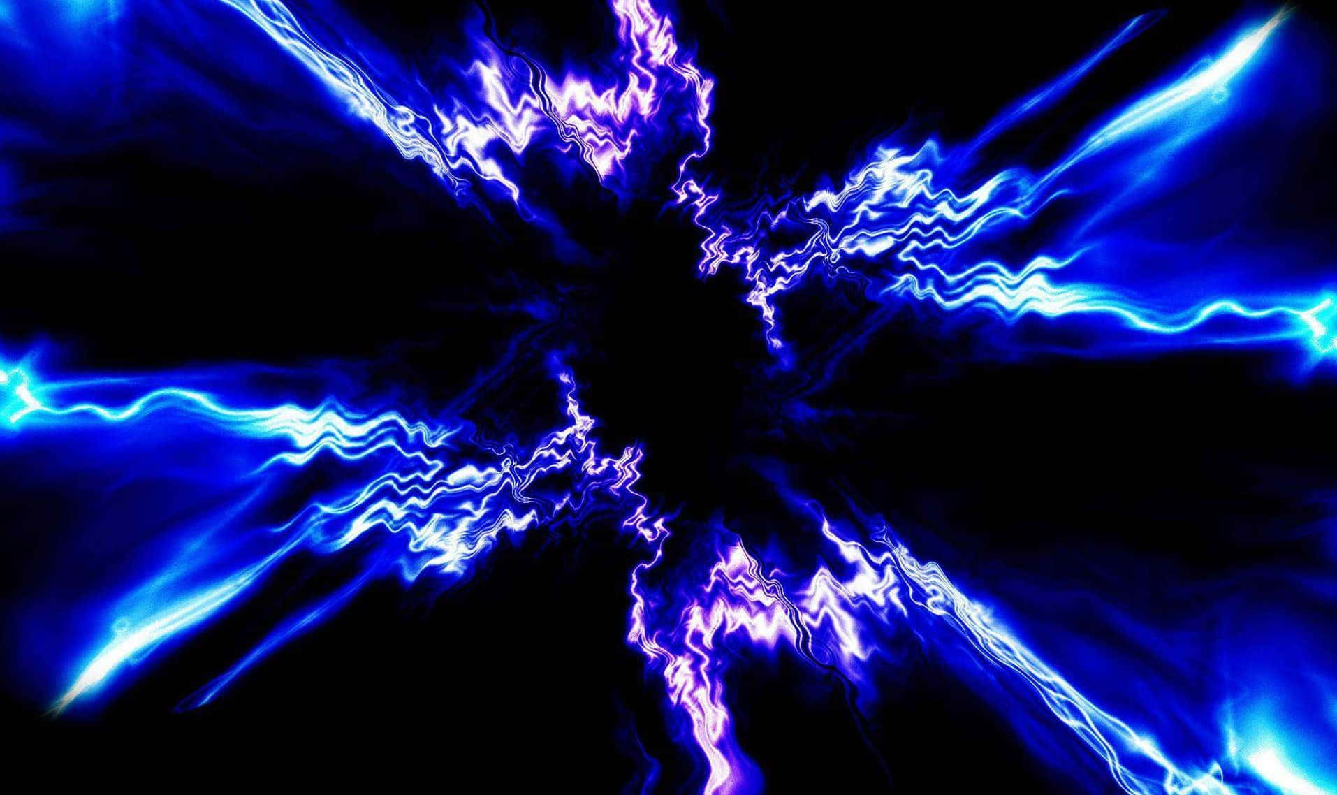 電光藍色和紫色閃電條紋從黑暗中心爆發。