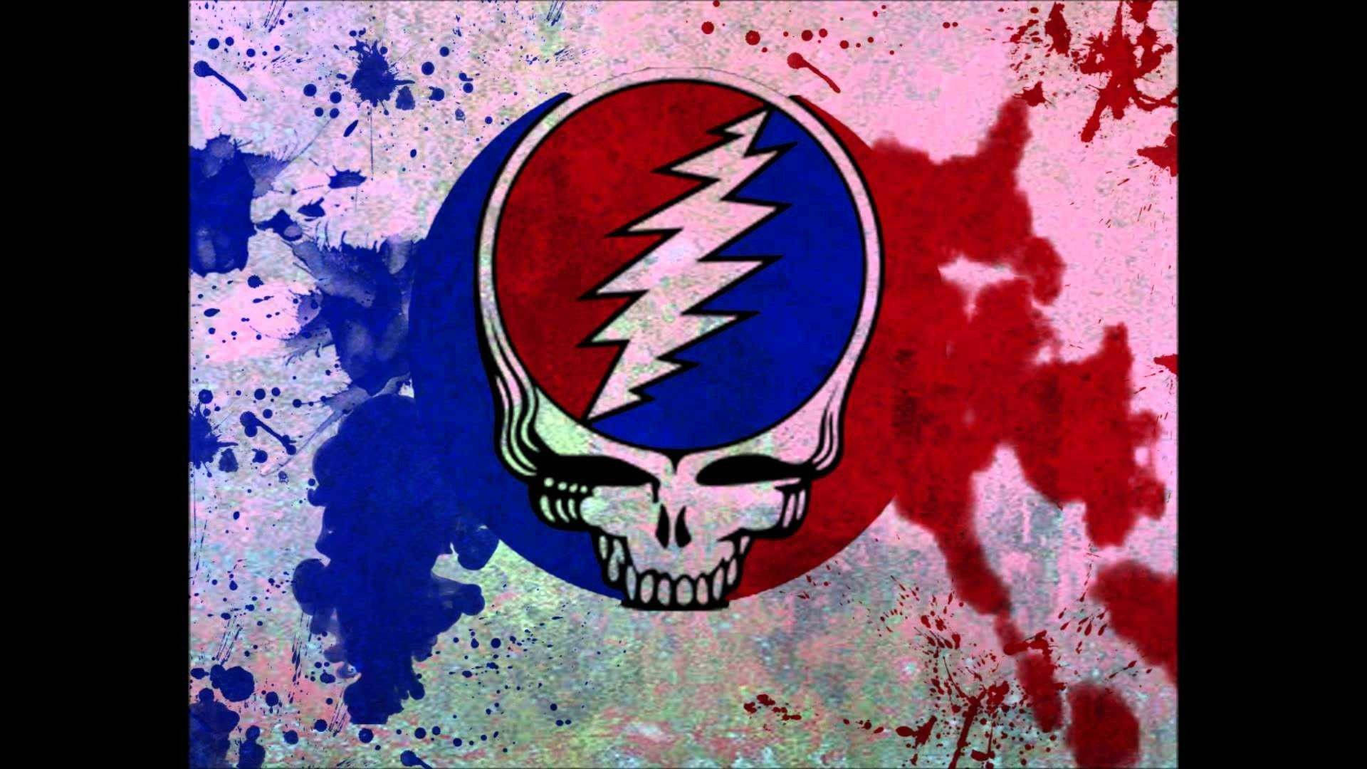 Grateful Dead骷髏標誌，閃電，潑濺背景。