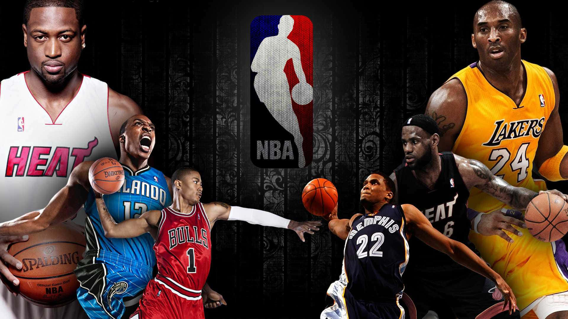 身穿球隊制服的NBA籃球運動員動態地擺出姿勢，手持籃球。