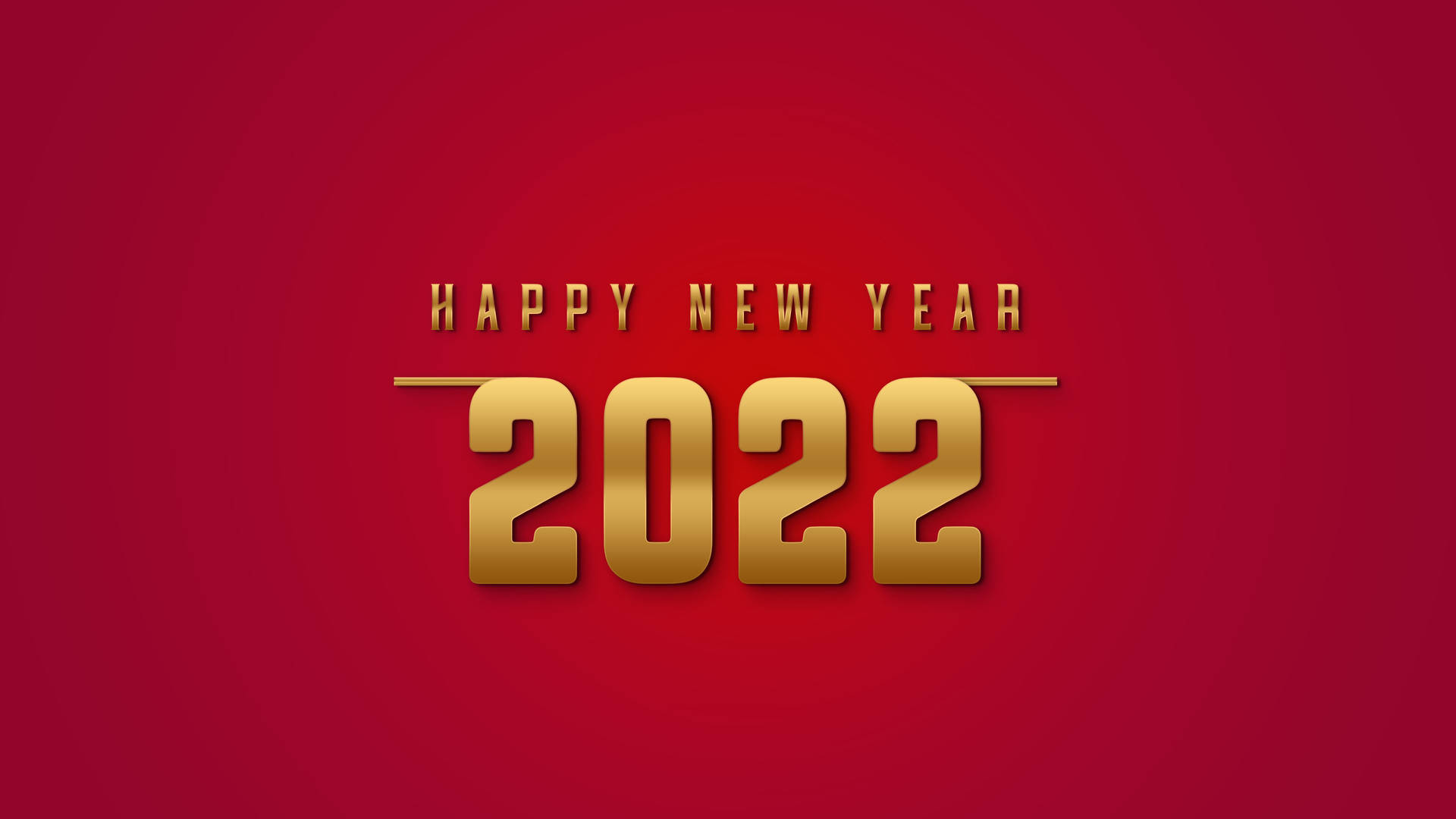 金色文字在紅色背景上寫著 Happy New Year 2022。